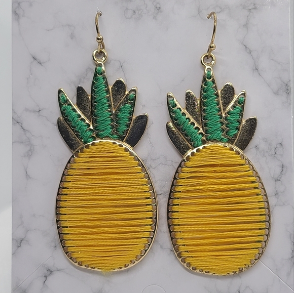 Yellow and Green Pineapple Earrings - Picture 11 of 17